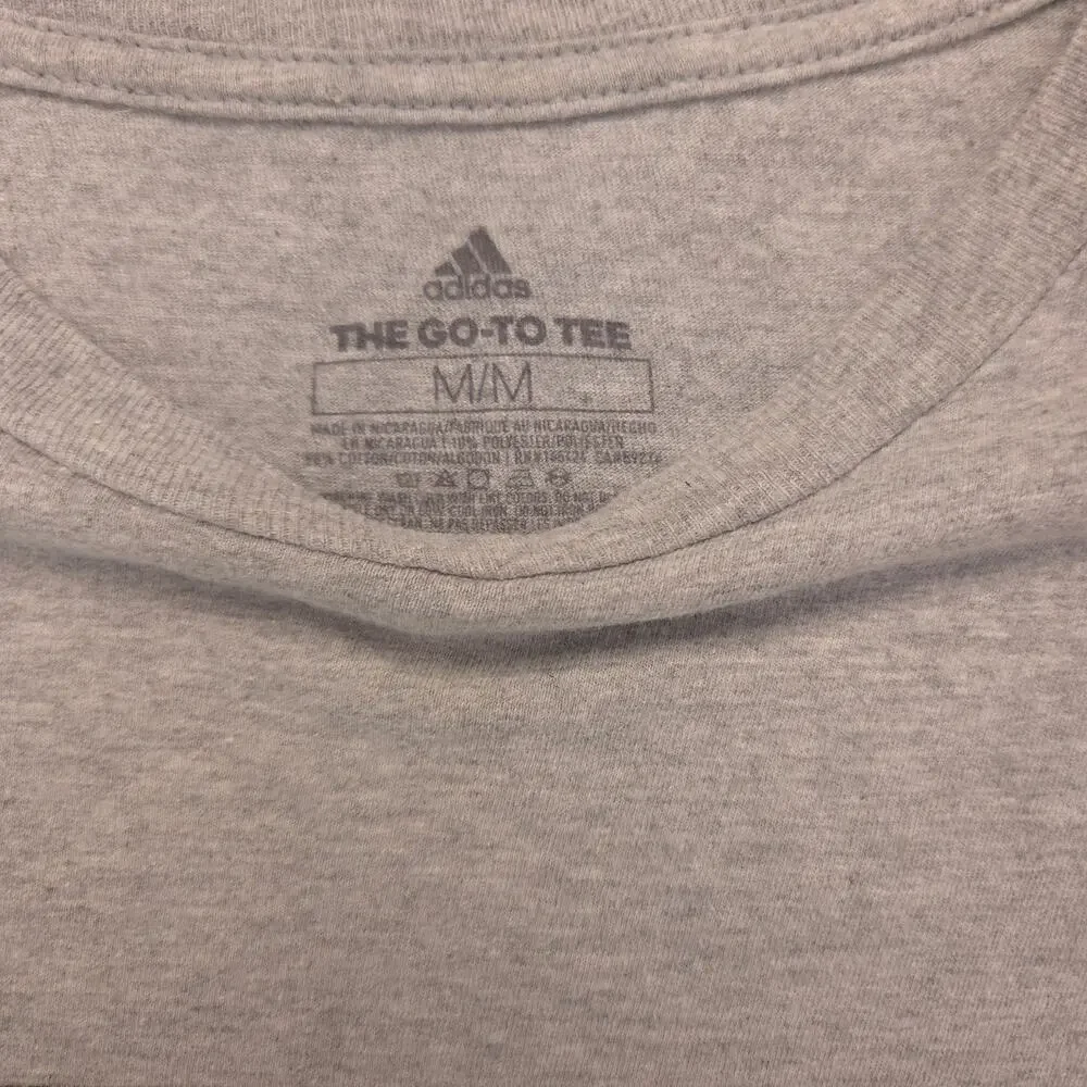 Adidas Crew Neck Short Sleeve Graphic T Shirt Mens Size Medium M Gray 16498